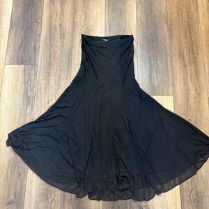 VTG Onyx Nite Slinky Black Strapless Chiffon Dress Womens L USA Stretch Goth